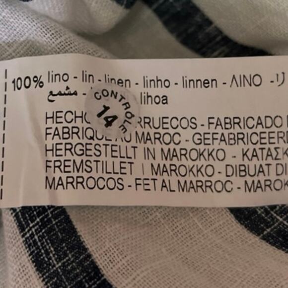 Zara NWT White Striped 100% Linen V-Neck Wrap Balloon Sleeve Blouse Crop Top XS - Picture 4 of 4